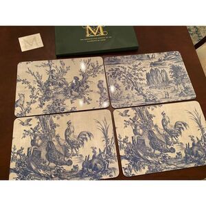 Metropolitan Museum of Art 4 Placemats by Jason NEW French Toile Blue 17" x11"